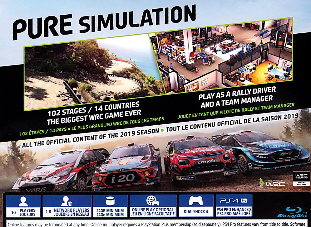 WRC 8 Official Game FIA World Rally Championship PS4 Back Cover Art