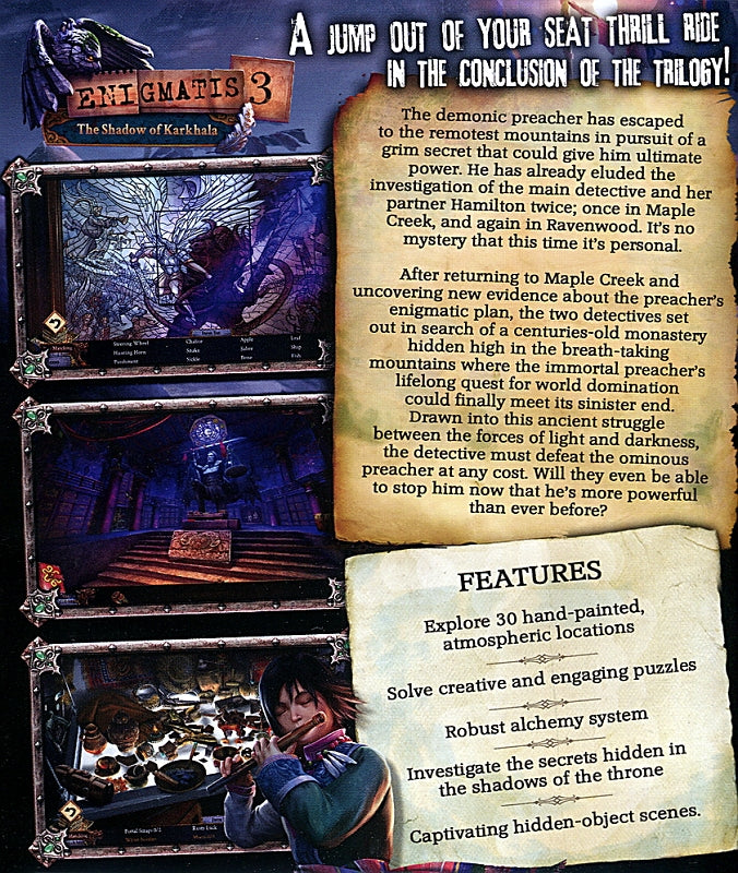 Enigmatis 3 Shadow of Karkhala Collector's Edition PC Back Cover Art