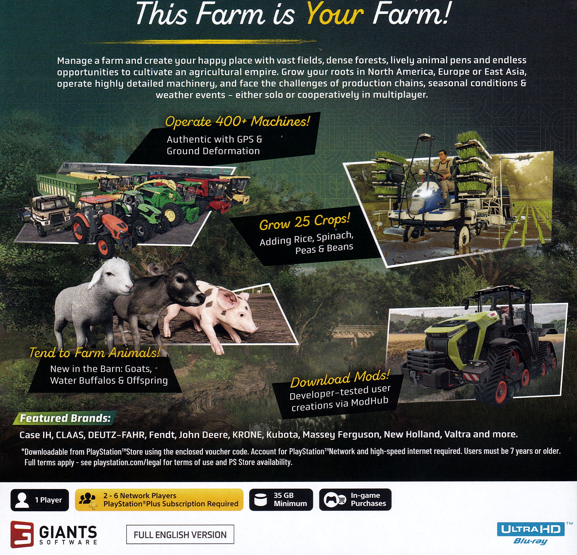 Farming Simulator 25 PS5 Back Cover Art