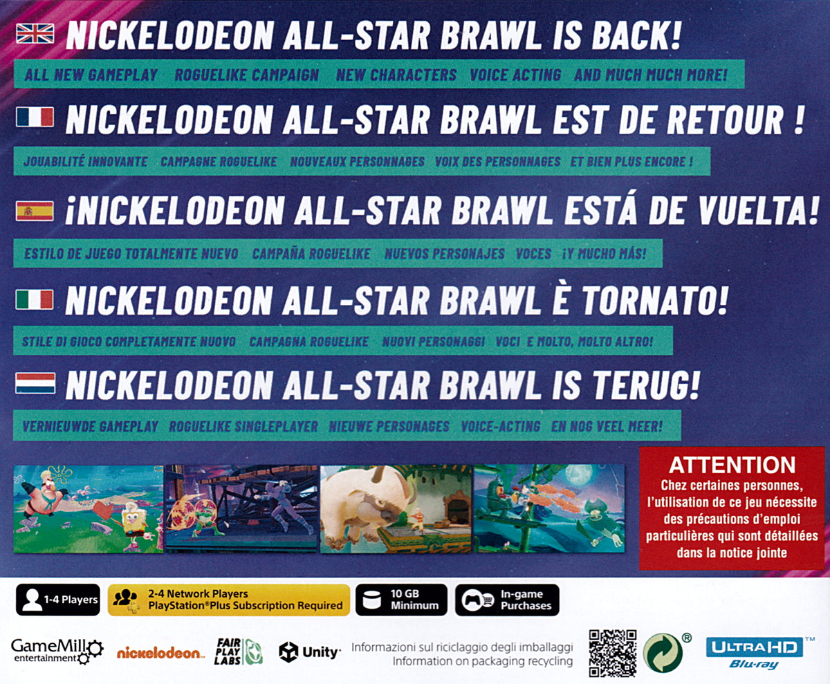 Nickelodeon All Star Brawl 2 PS5 Back Cover Art